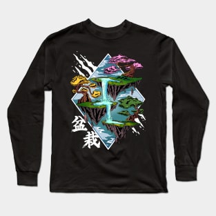 Mystical Serenity: Japanese Bonsai Enchantment on Floating Isles Long Sleeve T-Shirt